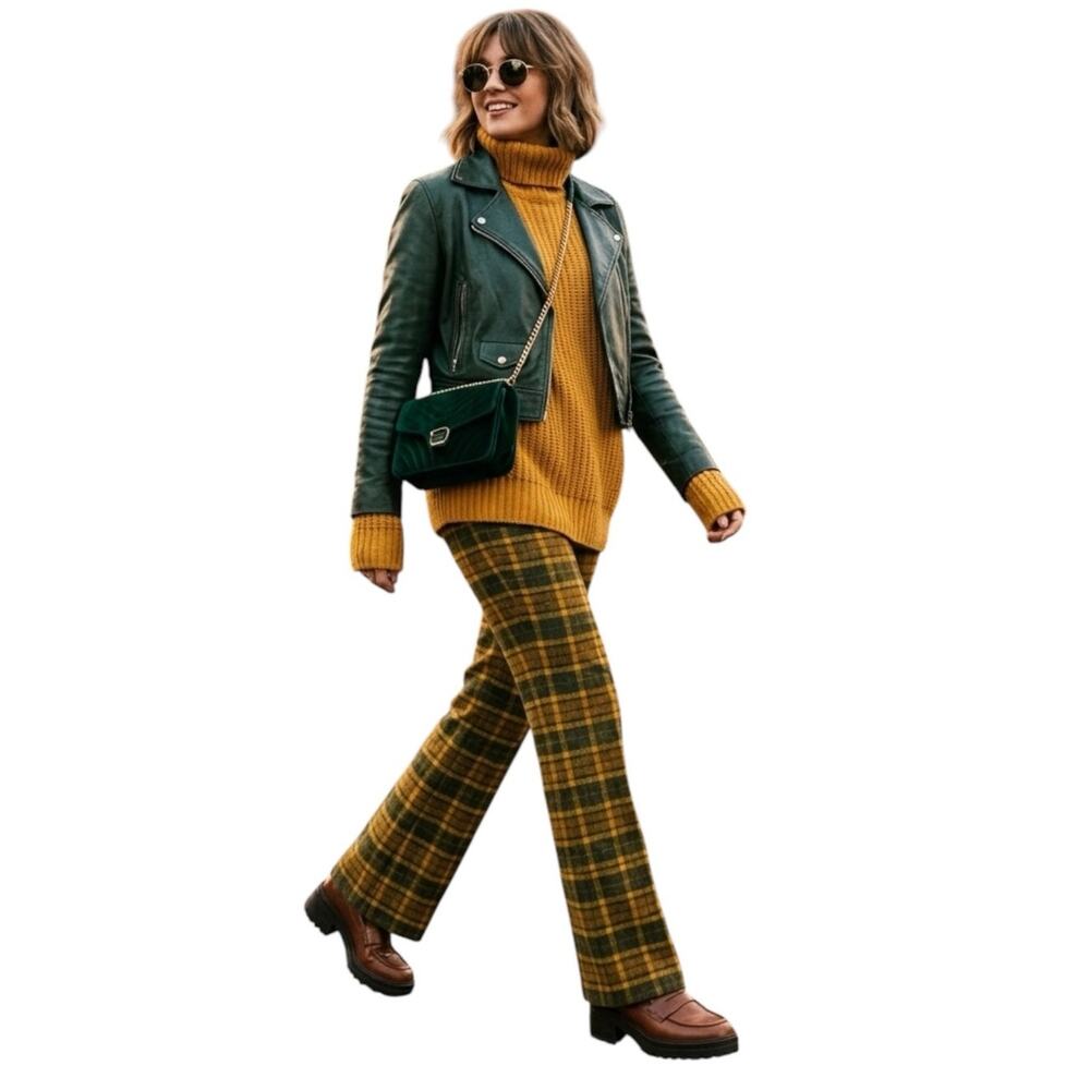 L.L. Bean Vintage 100% Women's Wool Lined Heritage Plaid Trousers Pants Size 4